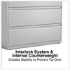 A Picture of product ALE-HLF4241LG Alera® Lateral File 3 Legal/Letter/A4/A5-Size Drawers, Light Gray, 42" x 18.63" 40.25"