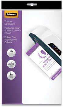 Fellowes® Laminating Pouches 3 mil, 9" x 14.5", Gloss Clear, 25/Pack