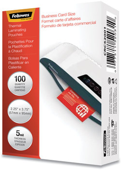 Fellowes® Laminating Pouches 5 mil, 3.75" x 2.25", Gloss Clear, 100/Pack