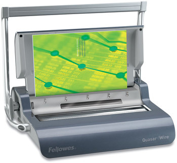 Fellowes® Quasar™ Manual Wire Binding Machine 130 Sheets, 8.13 x 15.38 5.13, Metallic Gray