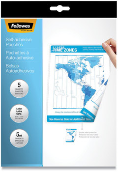 Fellowes® Self-Adhesive Laminating Pouches 5 mil, 9" x 11.5", Gloss Clear, 5/Pack