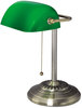 A Picture of product ALE-LMP557AB Alera® Banker's Lamp Traditional Green Glass Shade, 10.5w x 11d 13h, Antique Brass