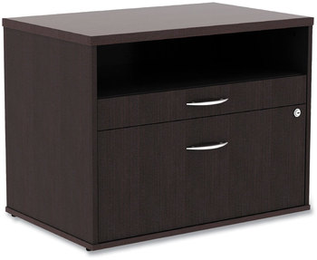 Alera® Open Office Desk Series Low File Cabinet Credenza 2-Drawer: Pencil/File,Legal/Letter,1 Shelf,Espresso,29.5x19.13x22.88