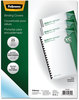 A Picture of product FEL-52309 Fellowes® Crystals™ Transparent Presentation Covers for Binding Systems Clear, with Round Corners, 11.25 x 8.75, Unpunched, 25/Pack