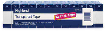 Highland™ Transparent Tape 1" Core, 0.75" x 83.33 ft, Clear, 12/Pack