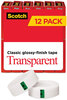 A Picture of product MMM-600K12 Scotch® Transparent Tape 1" Core, 0.75" x 83.33 ft, 12/Pack