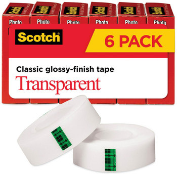 Scotch® Transparent Tape 1" Core, 0.75" x 83.33 ft, 6/Pack