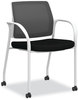 A Picture of product HON-I2S6FHFC10K7 HON® Ignition® Series Mesh Back Mobile Stacking Chair Fabric Seat, 25 x 21.75 33.5, Black/White, Ships in 7-10 Business Days