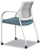 A Picture of product HON-I2S6FHFL21K7 HON® Ignition® Series Mesh Back Mobile Stacking Chair Fabric Seat, 25 x 21.75 33.5, Carolina/Fog/White, Ships in 7-10 Bus Days