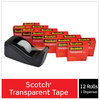 A Picture of product MMM-600KC60 Scotch® Transparent Tape with Black Dispenser Value Pack 1" Core, 0.75" x 83.33 ft,