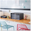 A Picture of product FEL-6170301 Bankers Box® Decorative Literature Sorter 8 Letter Compartments, 19.5 x 12.38 10.25, Black/Gray Pinstripe