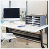 A Picture of product FEL-6171301 Bankers Box® Decorative Literature Sorter 8 Letter Compartments, 19.5 x 12.38 10.25, Black/White Brocade