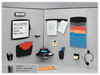 A Picture of product FEL-75906 Fellowes® Plastic Partition Additions™ Nameplate 9 x 0.75 2.5, Fabric Panel Mount, Dark Graphite