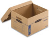 A Picture of product FEL-7710201 Bankers Box® SmoothMove™ Maximum Strength Moving Boxes Half Slotted Container (HSC), Small, 15" x 12", Brown/Blue, 8/Pack