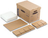 A Picture of product FEL-7710302 Bankers Box® SmoothMove™ Kitchen Moving Kit with Dividers + Foam, Half Slotted Container (HSC), Medium, 12.25" x 18.5" 12", Brown/Blue