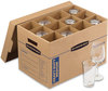 A Picture of product FEL-7710302 Bankers Box® SmoothMove™ Kitchen Moving Kit with Dividers + Foam, Half Slotted Container (HSC), Medium, 12.25" x 18.5" 12", Brown/Blue