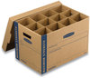 A Picture of product FEL-7710302 Bankers Box® SmoothMove™ Kitchen Moving Kit with Dividers + Foam, Half Slotted Container (HSC), Medium, 12.25" x 18.5" 12", Brown/Blue