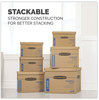 A Picture of product FEL-7717201 Bankers Box® SmoothMove™ Classic Moving & Storage Boxes Moving/Storage Half Slotted Container (HSC), Medium, 15" x 18" 14", Brown/Blue, 8/Carton