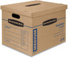 A Picture of product FEL-7717201 Bankers Box® SmoothMove™ Classic Moving & Storage Boxes Moving/Storage Half Slotted Container (HSC), Medium, 15" x 18" 14", Brown/Blue, 8/Carton
