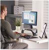 A Picture of product FEL-8020101 Fellowes® Smart Suites™ Corner Monitor Riser For 21" Monitors, 18.5" x 12.5" 3.88" to 5.13", Black/Clear Frost, Supports 40 lbs