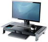 A Picture of product FEL-8031001 Fellowes® Office Suites™ Premium Monitor Riser 27" x 14" 4" to 6.5", Black/Silver