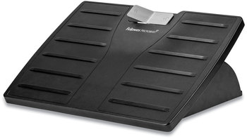 Fellowes® Office Suites™ Adjustable Footrest with Microban® Protection Locking 17.5w x 13.13d 4.13 to 5.63h, Black/Silver