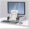 A Picture of product FEL-8036601 Fellowes® Office Suites™ Monitor Riser Plus 19.88" x 14.06" 4" to 6.5", Black/Silver, Supports 80 lbs