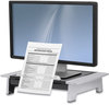 A Picture of product FEL-8036601 Fellowes® Office Suites™ Monitor Riser Plus 19.88" x 14.06" 4" to 6.5", Black/Silver, Supports 80 lbs