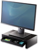 A Picture of product FEL-8038101 Fellowes® Designer Suites™ Monitor Riser For 21" Monitors, 16" x 9.38" 4.38" to 6", Black Pearl, Supports 40 lbs