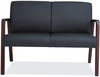 A Picture of product ALE-RL2219M Alera® Reception Lounge WL Series Loveseat Wood 44.88w x 26.13d 33h, Black/Mahogany