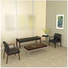 A Picture of product ALE-RL2419M Alera® Reception Lounge WL Series Bench Three-Seater, 65.75w x 22.25d 22.88h, Black/Mahogany
