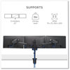 A Picture of product FEL-8042601 Fellowes® Platinum Series Triple Monitor Arm for 27" Monitors, 360 deg Rotation, +85/-20 Tilt, Pan, Black, Supports 20 lb