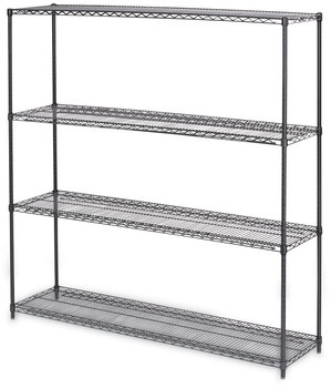Alera® Black Anthracite Plus Wire Shelving Kit BA Four-Shelf, 72w x 18d 72h,