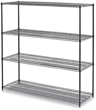 Alera® Black Anthracite Plus Wire Shelving Kit BA Four-Shelf, 72w x 24d 72h,