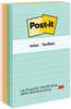 A Picture of product MMM-6605PKAST Post-it® Notes Original Pads in Beachside Cafe Colors Collection Note Ruled, 4" x 6", 100 Sheets/Pad, 5 Pads/Pack