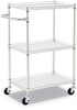 A Picture of product ALE-SW322416SR Alera® Three-Shelf Wire Cart with Liners Metal, 3 Shelves, 450 lb Capacity, 24" x 16" 39", Silver