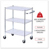 A Picture of product ALE-SW333018SR Alera® Three-Shelf Wire Cart with Liners Metal, 3 Shelves, 600 lb Capacity, 34.5" x 18" 40", Silver