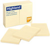 A Picture of product MMM-6609YW Highland™ Self-Stick Notes Note Ruled, 4" x 6", Yellow, 100 Sheets/Pad, 12 Pads/Pack