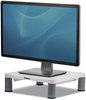 A Picture of product FEL-91712 Fellowes® Standard Monitor Riser For 21" Monitors, 13.38" x 13.63" 2" to 4", Platinum/Graphite, Supports 60 lbs