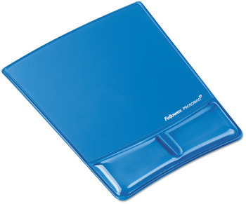 Fellowes® Palm and Wrist Supports with Microban® Protection Gel Support Attached Mouse Pad, 8.25 x 9.87, Blue