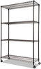 A Picture of product ALE-SW604818BL Alera® NSF Certified 4-Shelf Wire Shelving Kit with Casters 48w x 18d 72h, Black