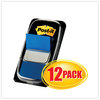 A Picture of product MMM-680BE12 Post-it® Flags Assorted Color 1" Flag Refills Marking Page in Dispensers, Blue, 50 Flags/Dispenser, 12 Dispensers/Pack