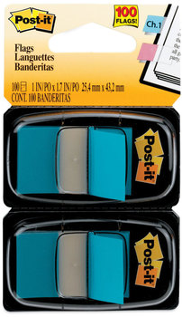 Post-it® Flags Assorted Color 1" Flag Refills Standard Page in Dispenser, Blue, 50 Flags/Dispenser, 2 Dispensers/Pack