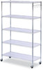 A Picture of product ALE-SW654818SR Alera® 5-Shelf Wire Shelving Kit with Casters & Shelf Liners and 48w x 18d 72h, Silver