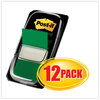 A Picture of product MMM-680GN12 Post-it® Flags Assorted Color 1" Flag Refills Marking Page in Dispensers, Green, 50 Flags/Dispenser, 12 Dispensers/Pack