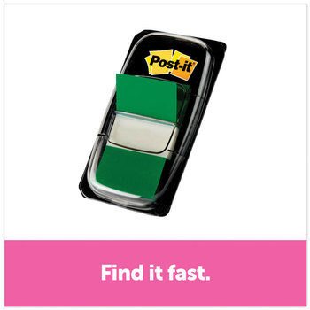 Post-it® Flags Assorted Color 1" Flag Refills Marking Page in Dispensers, Green, 50 Flags/Dispenser, 12 Dispensers/Pack