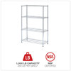 A Picture of product ALE-SW843614SR Alera® Light-Duty Residential Wire Shelving Kit Four-Shelf, 36w x 14d 54h, Silver