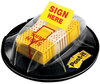 A Picture of product MMM-680HVSH Post-it® Flags Arrow in a Desk Grip Dispenser Page "Sign Here", Yellow, 200 Flags/Dispenser