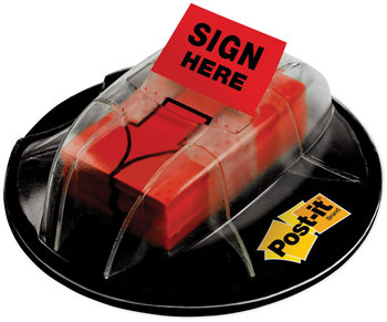Post-it® Flags Arrow in a Desk Grip Dispenser High Volume Flag "Sign Here", Red, 200 Flags/Dispenser