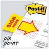 A Picture of product MMM-680SH2 Post-it® Flags Arrow Message 1" Page "Sign Here", Yellow, 50 Flags/Dispenser, 2 Dispensers/Pack